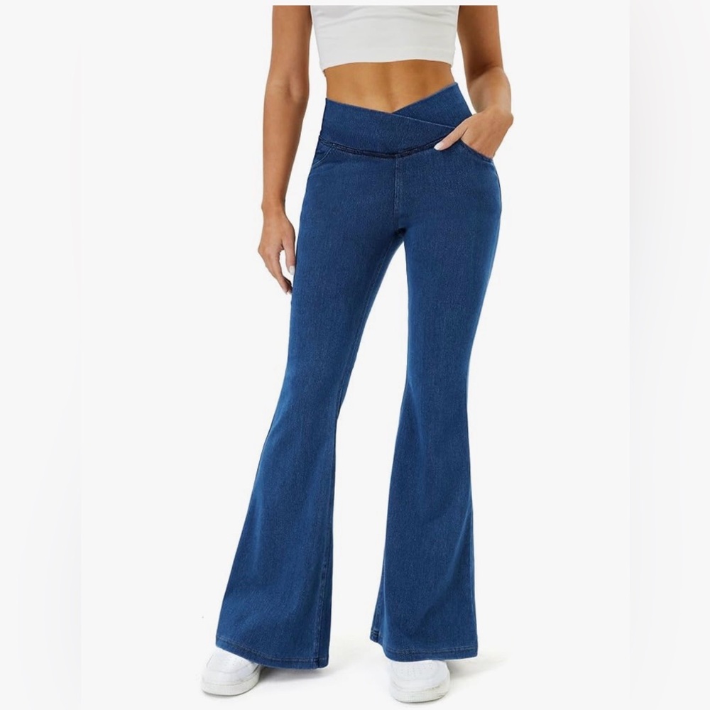 NEW Y2K Bell Bottom Jeans Stretchy Jeans Flare Leggings Jeggings XL 32/29”